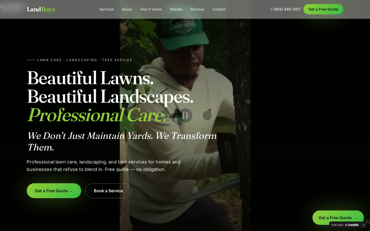 Land Boys website homepage
